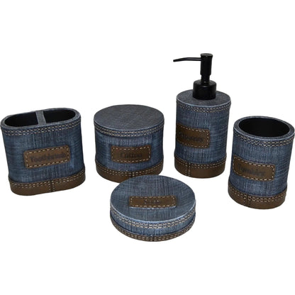 Unique Bathroom Accessory Set of Denim Finish - PoshaBella