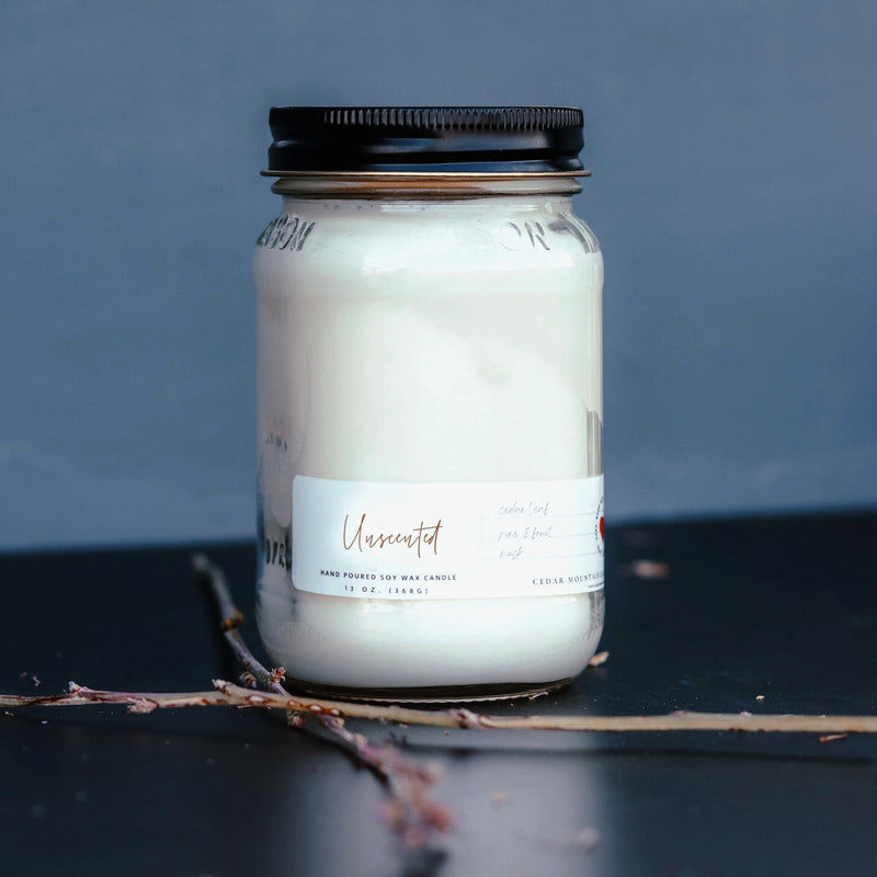 13 oz Mason Jar Soy Candle - Unscented