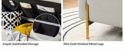 Upholstered Fabric Storage Ottoman Bench with Pillows