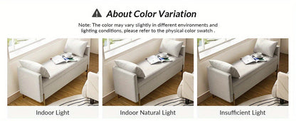 Upholstered Fabric Storage Ottoman Bench with Pillows