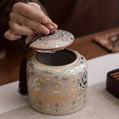 Urn - Decorative Ceramic Golden Silver