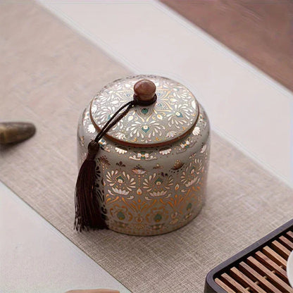 Urn - Decorative Ceramic Golden Silver