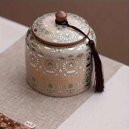 Urn - Decorative Ceramic Golden Silver