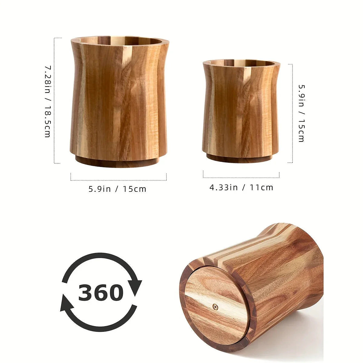 Utensil Holder - Multiple Compartments Acacia Wood