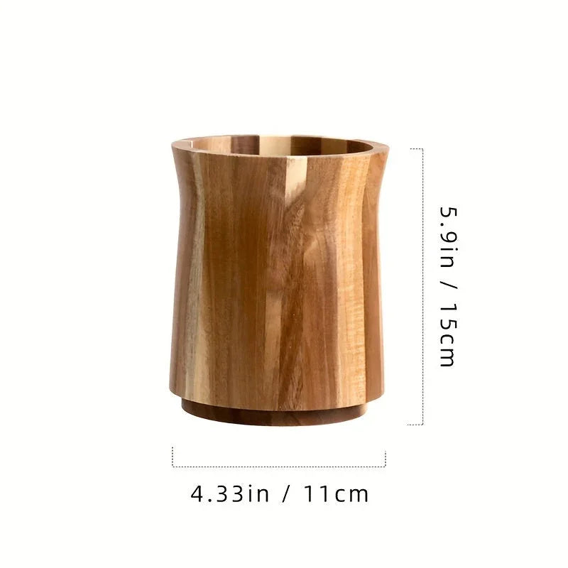 Utensil Holder - Multiple Compartments Acacia Wood