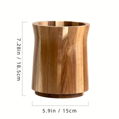 Utensil Holder - Multiple Compartments Acacia Wood
