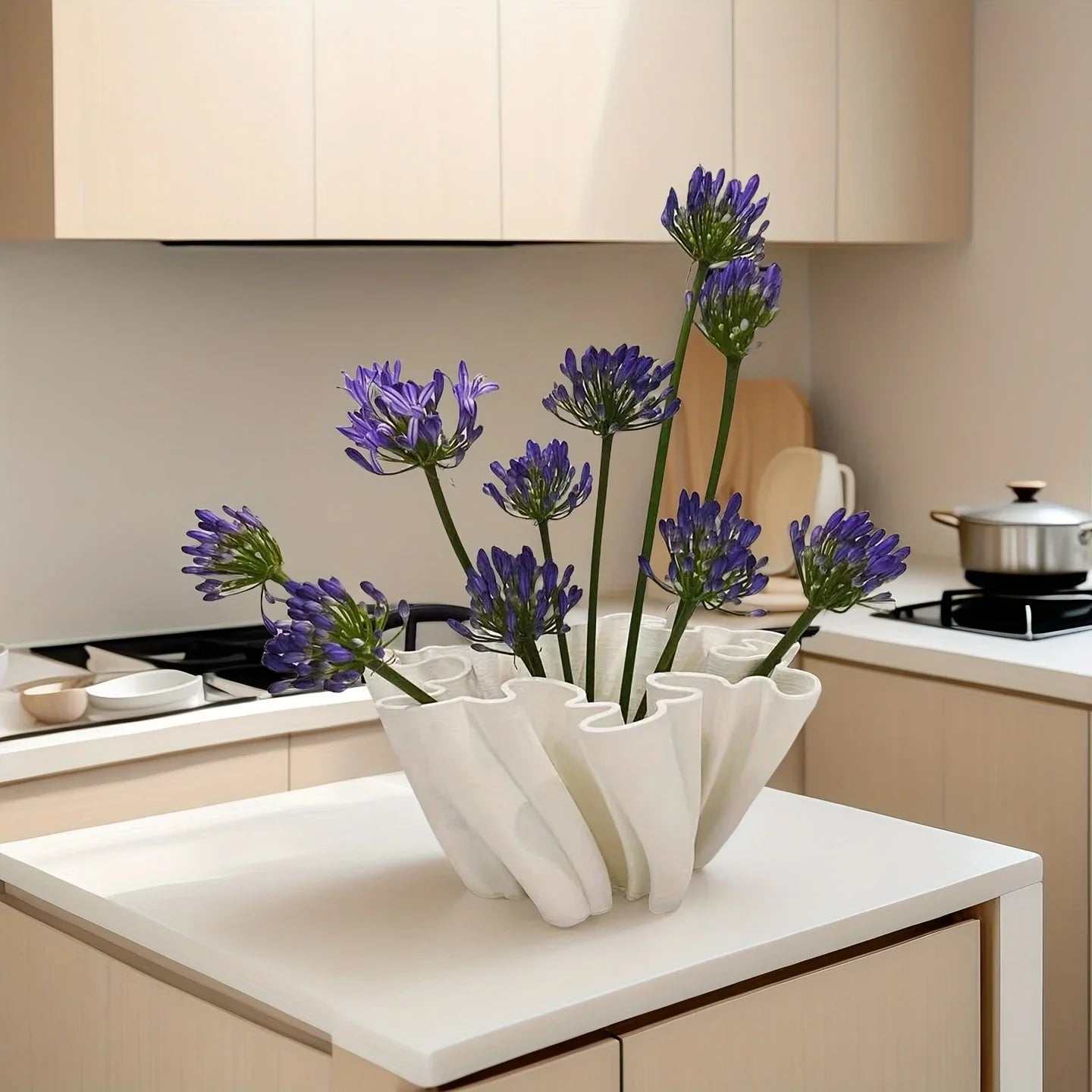 Vase - 3D Geometric Ceramic White