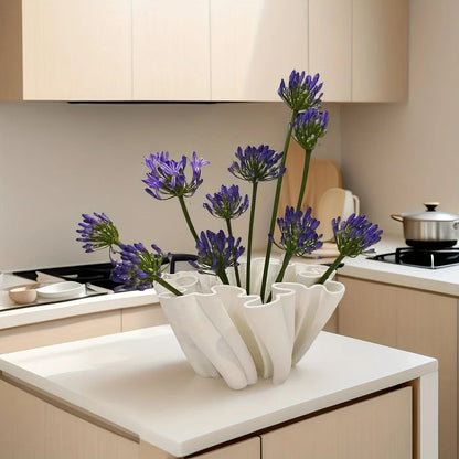 Vase - 3D Geometric Ceramic White