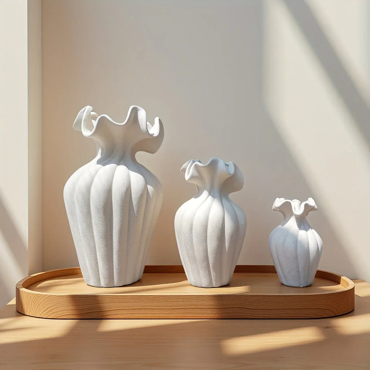 Vase - Decorative Ceramic White Set