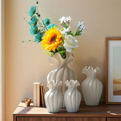 Vase - Decorative Ceramic White Set