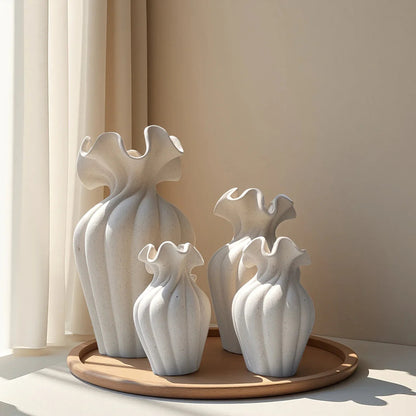 Vase - Decorative Ceramic White Set