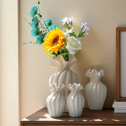 Vase - Decorative Ceramic White Set