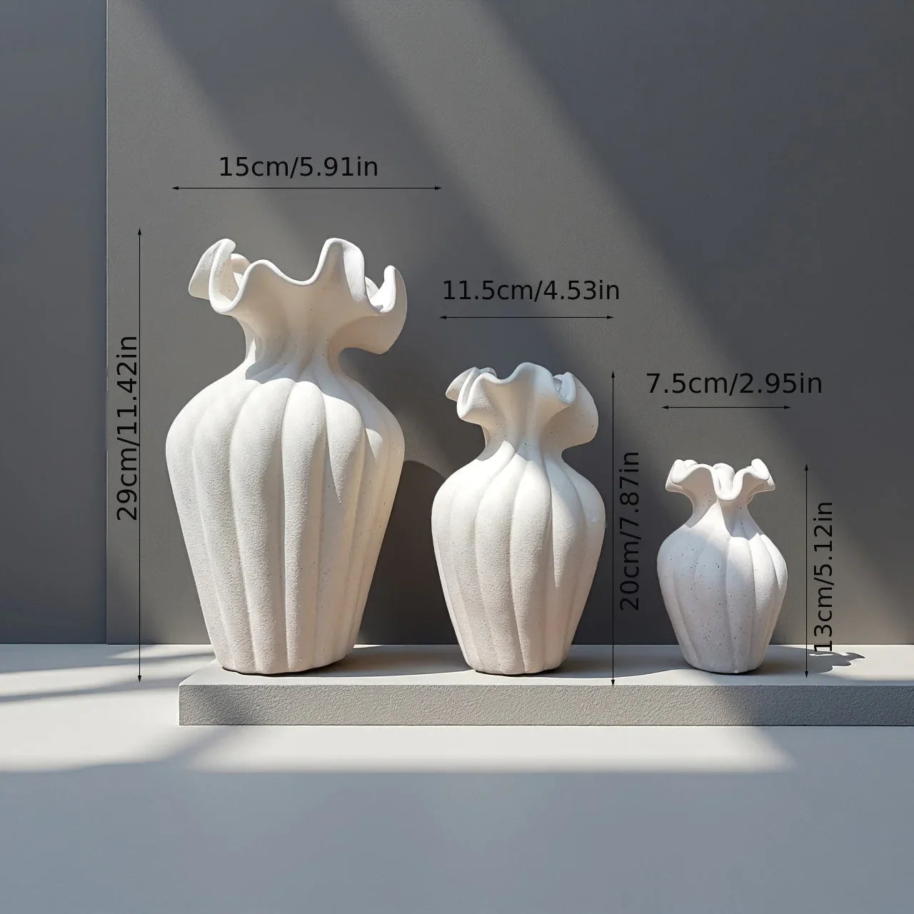 Vase - Decorative Ceramic White Set