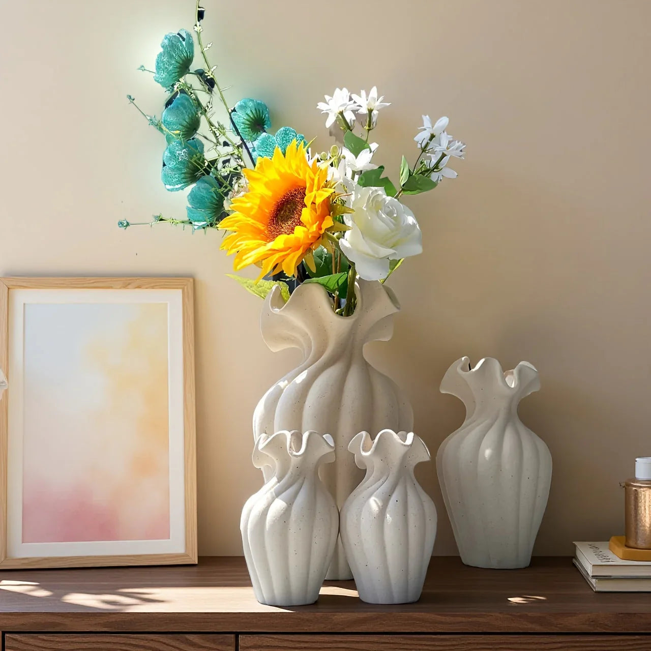 Vase - Decorative Ceramic White Set