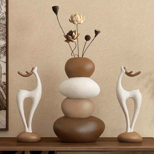 Vase - Decorative Stacked Stone 3 Layered