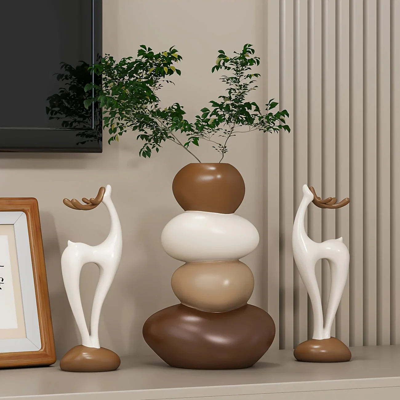 Vase - Decorative Stacked Stone 3 Layered