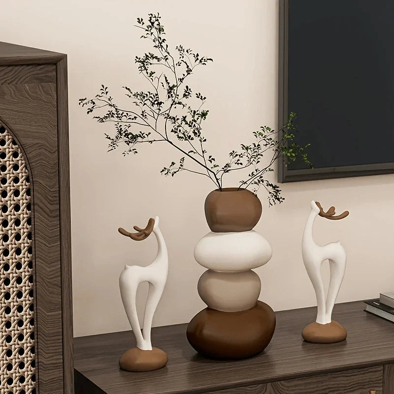Vase - Decorative Stacked Stone 3 Layered