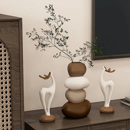 Vase - Decorative Stacked Stone 3 Layered