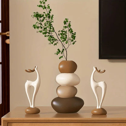 Vase - Decorative Stacked Stone 3 Layered