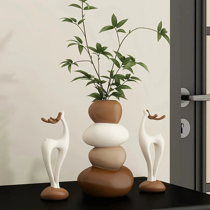Vase - Decorative Stacked Stone 3 Layered