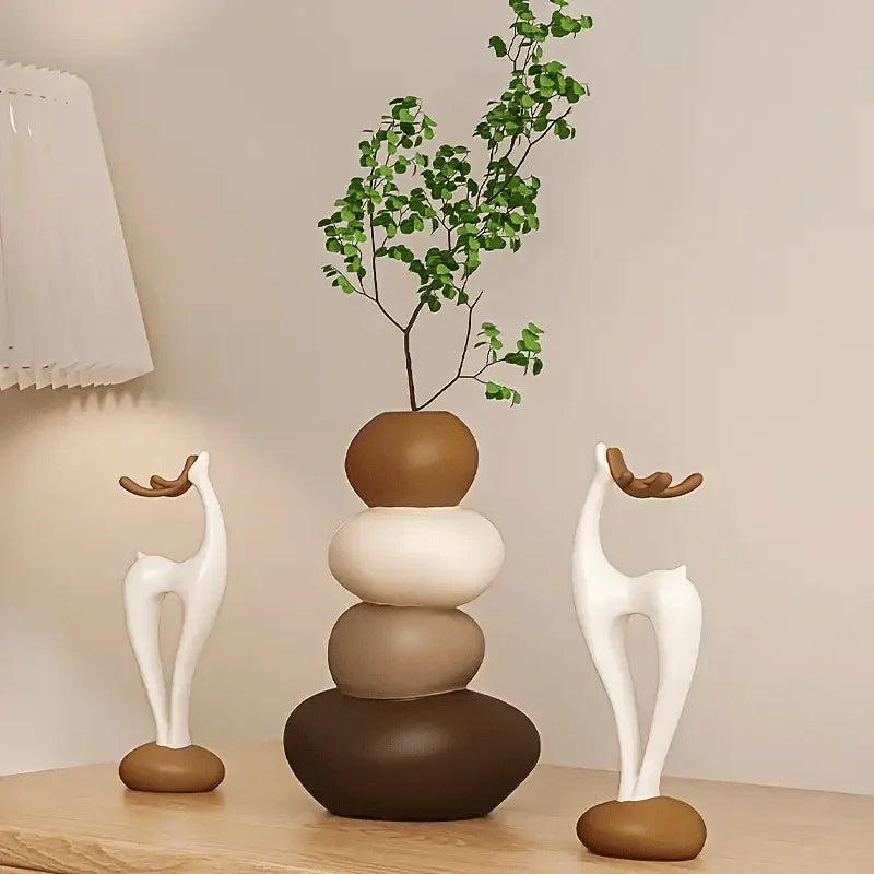 Vase - Decorative Stacked Stone 3 Layered
