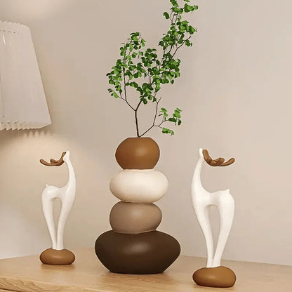 Vase - Decorative Stacked Stone 3 Layered