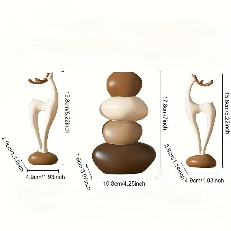 Vase - Decorative Stacked Stone 3 Layered