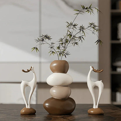 Vase - Decorative Stacked Stone 3 Layered