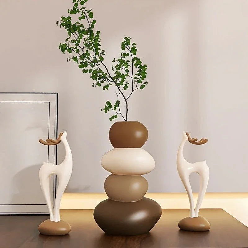Vase - Decorative Stacked Stone 3 Layered