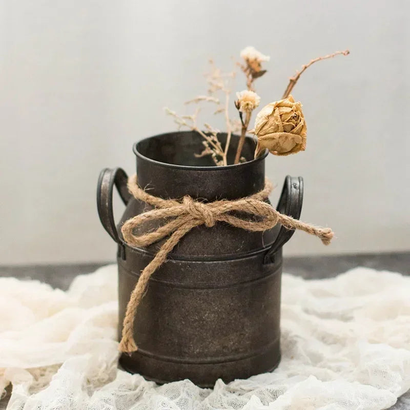 Vase - Decorative Tin Flower Bucket
