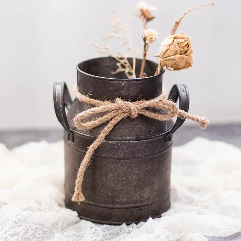 Vase - Decorative Tin Flower Bucket