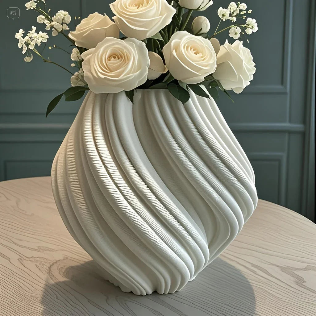 Vase - Geometric Ceramic White