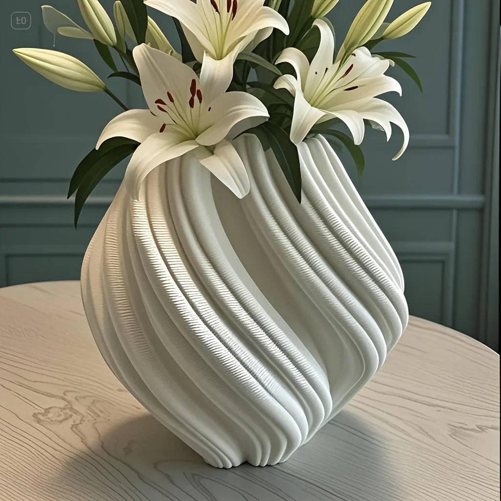 Vase - Geometric Ceramic White