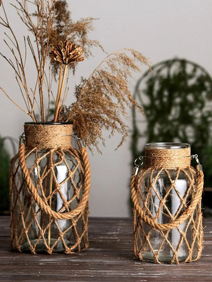 Vase - Handwoven Rope Glass