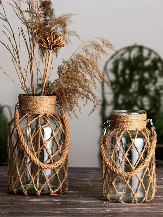 Vase - Handwoven Rope Glass