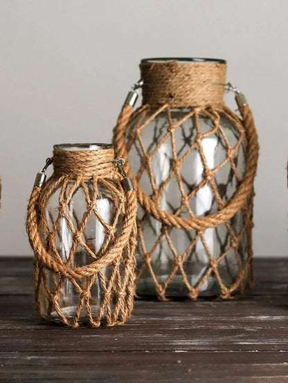 Vase - Handwoven Rope Glass