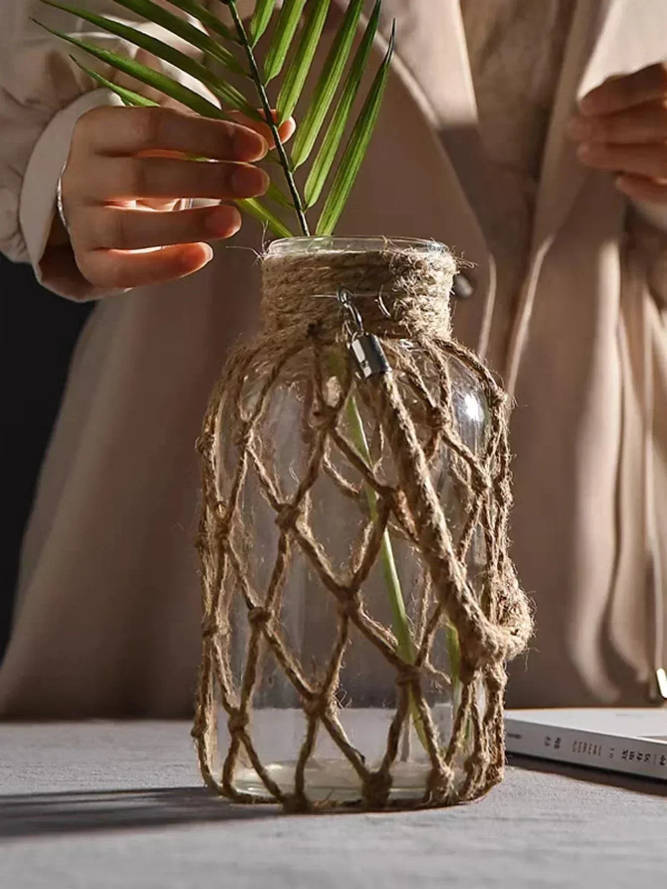 Vase - Handwoven Rope Glass