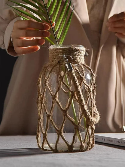 Vase - Handwoven Rope Glass
