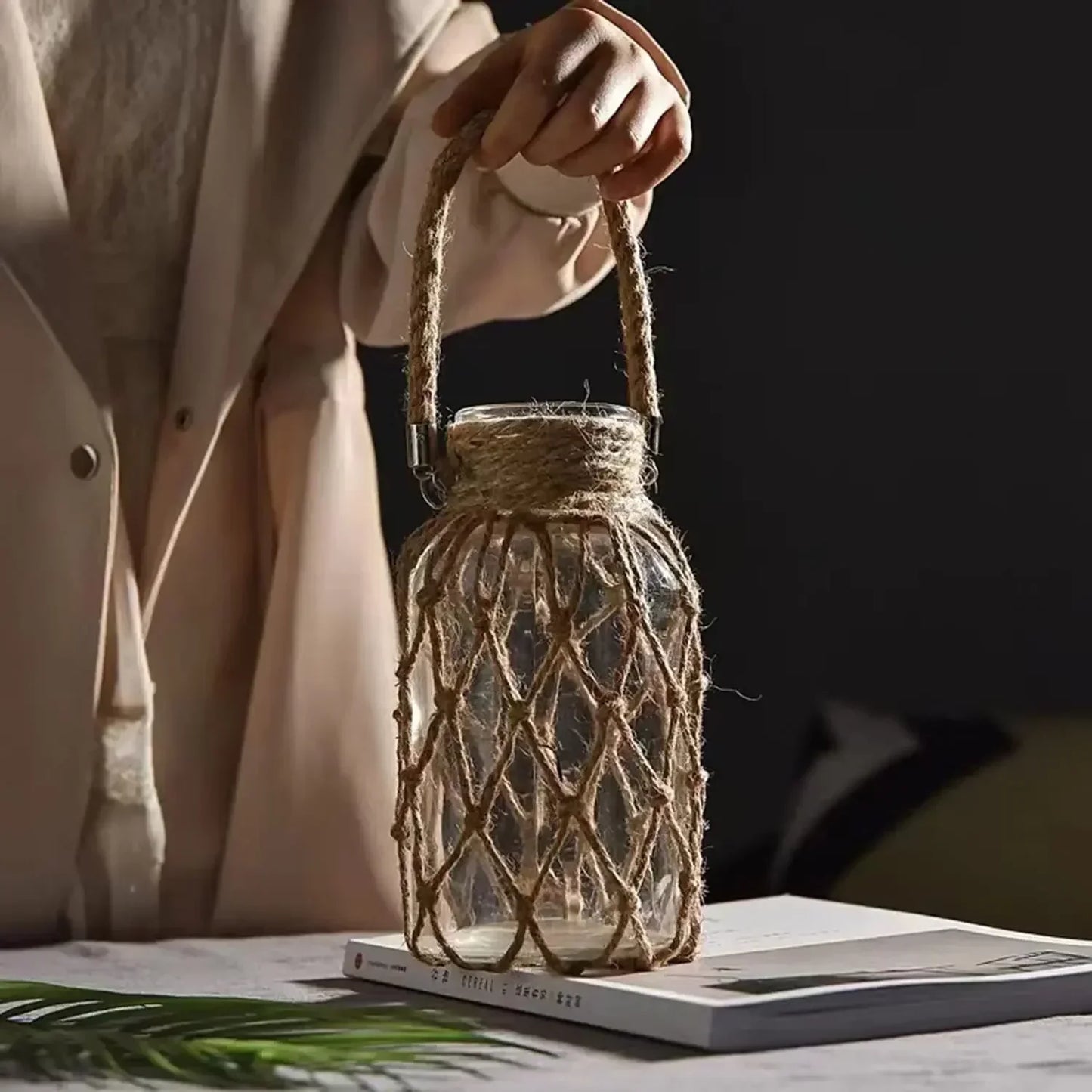 Vase - Handwoven Rope Glass