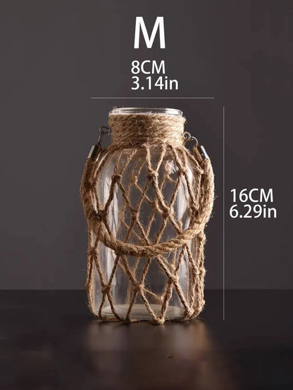 Vase - Handwoven Rope Glass