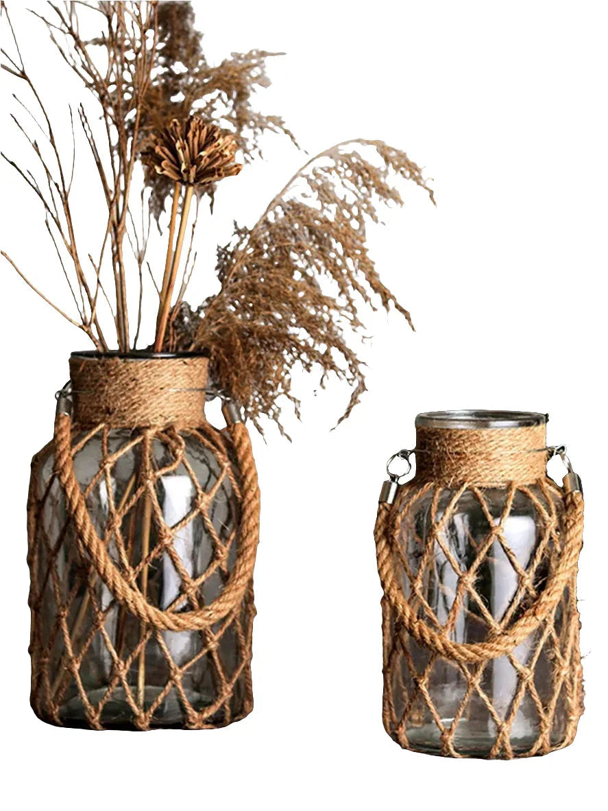 Vase - Handwoven Rope Glass