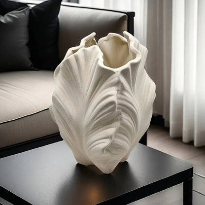 Vase - Textured Ceramic White Oval