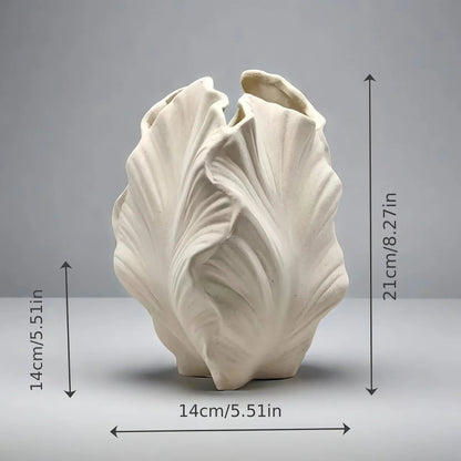 Vase - Textured Ceramic White Oval