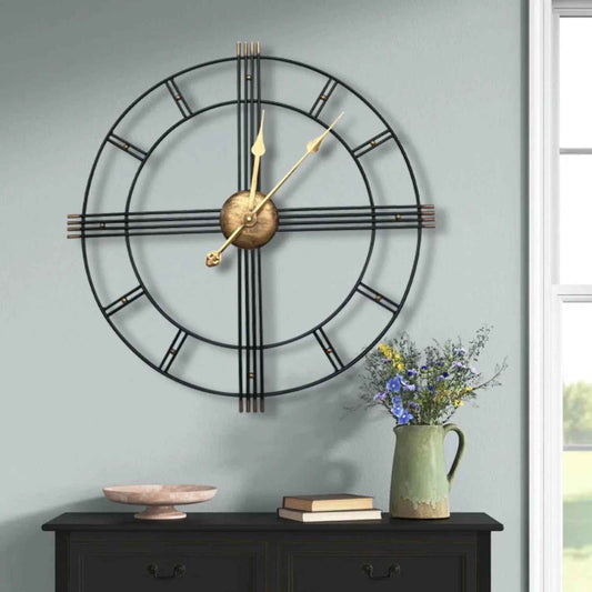 Wall Clock - Roman Numerals Metal Large