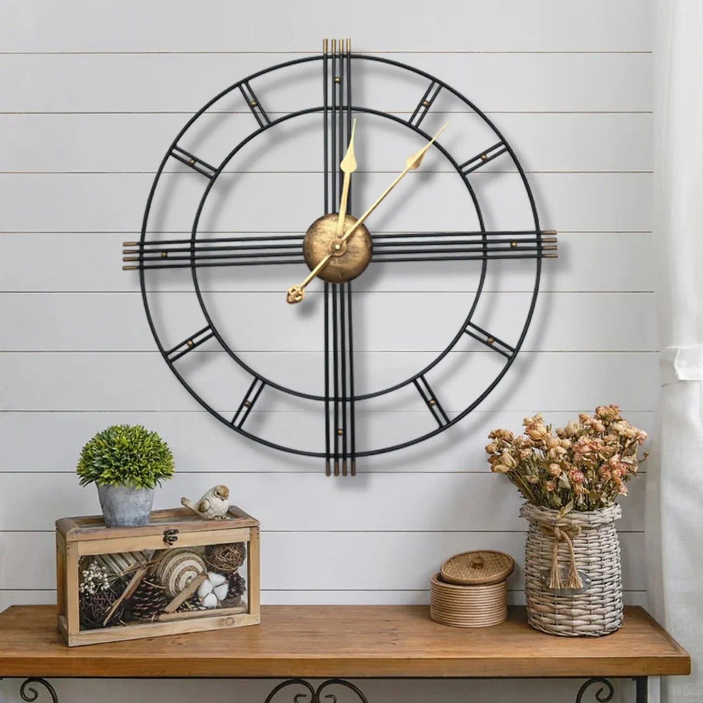Wall Clock - Roman Numerals Metal Large