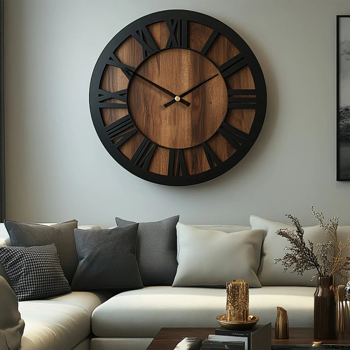 Wall Clock - Silent Wooden Round