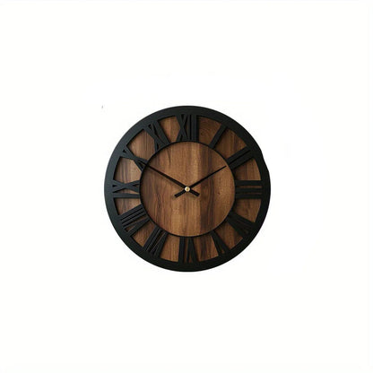Wall Clock - Silent Wooden Round