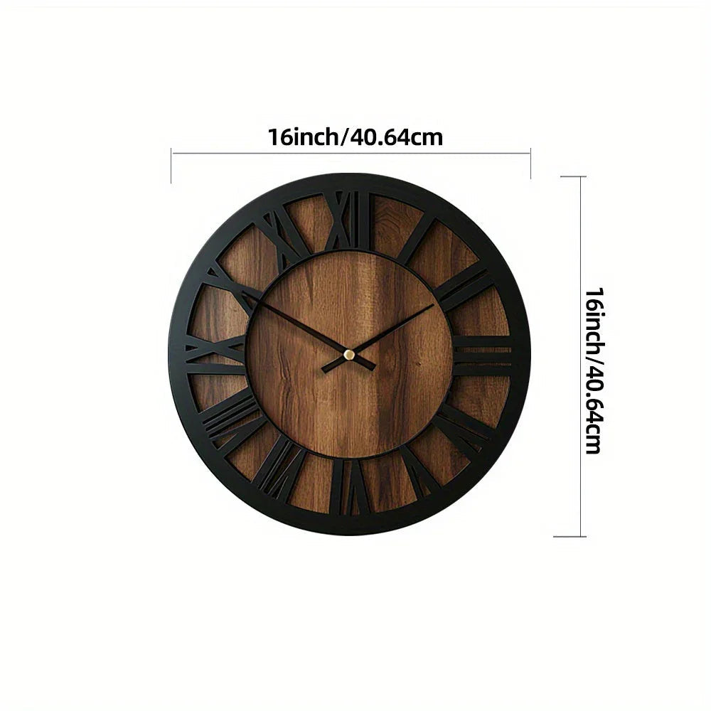 Wall Clock - Silent Wooden Round