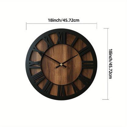 Wall Clock - Silent Wooden Round