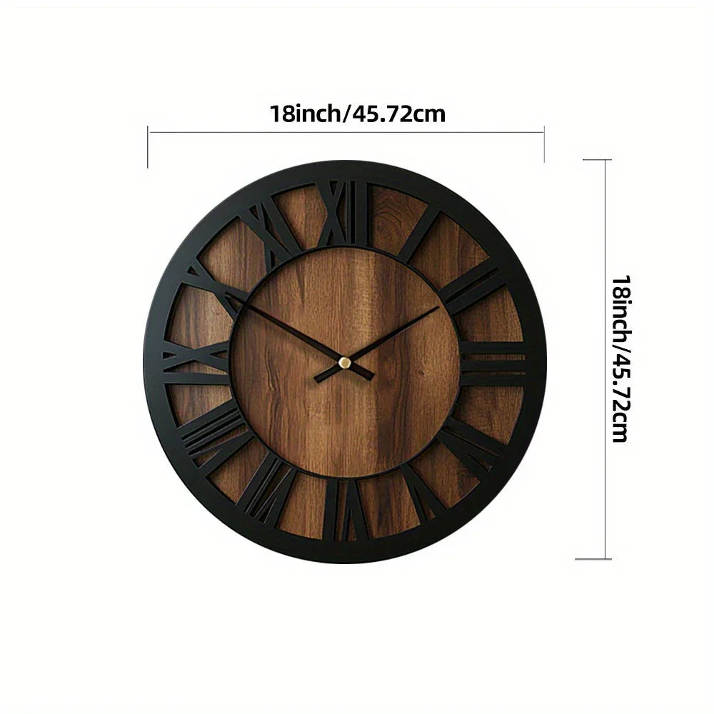 Wall Clock - Silent Wooden Round